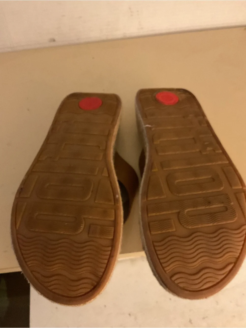 Fitflop women chestnut leather platform F-mode espadrille sandals US 11